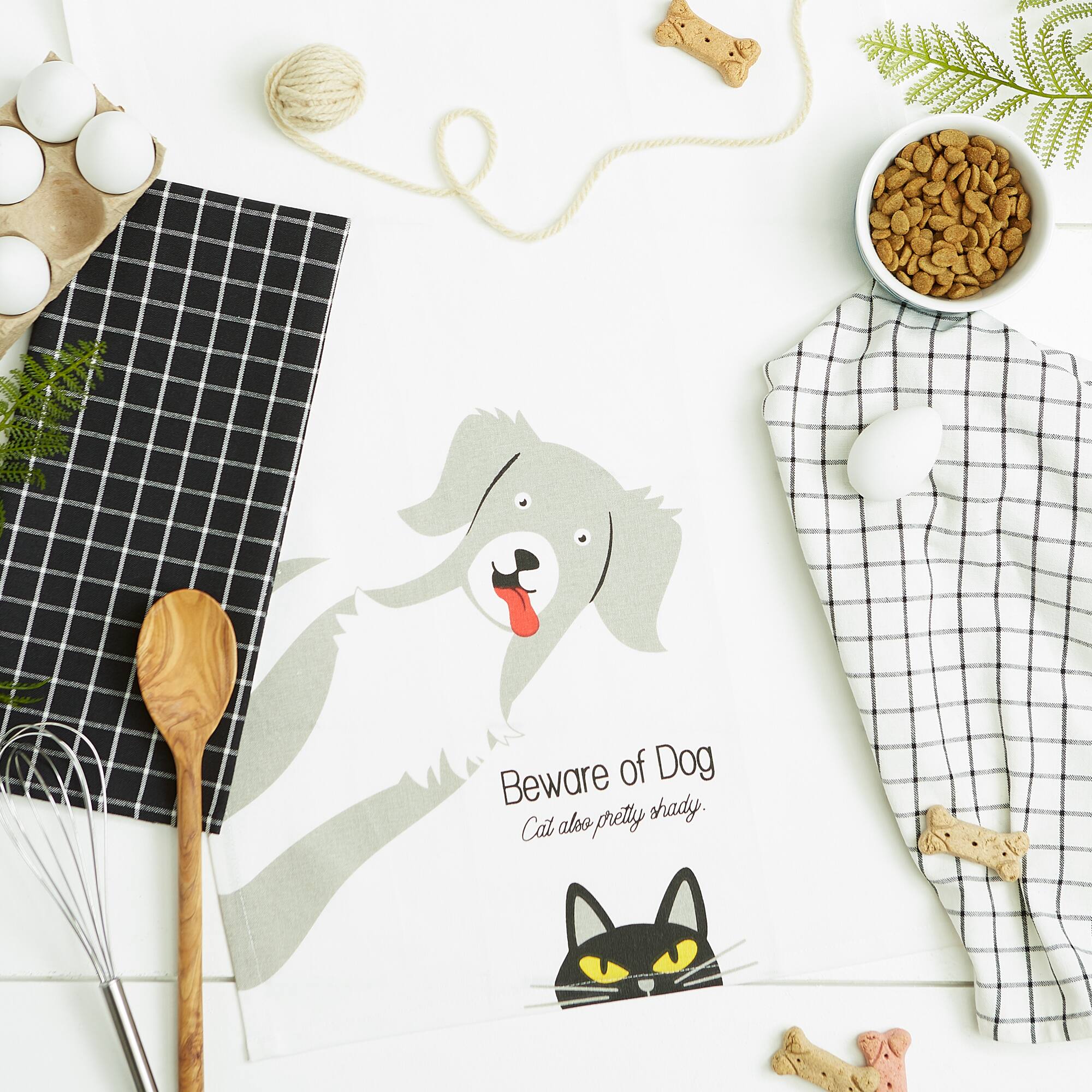 Beware Of Dog & Cat Dishtowel (Set of 3)